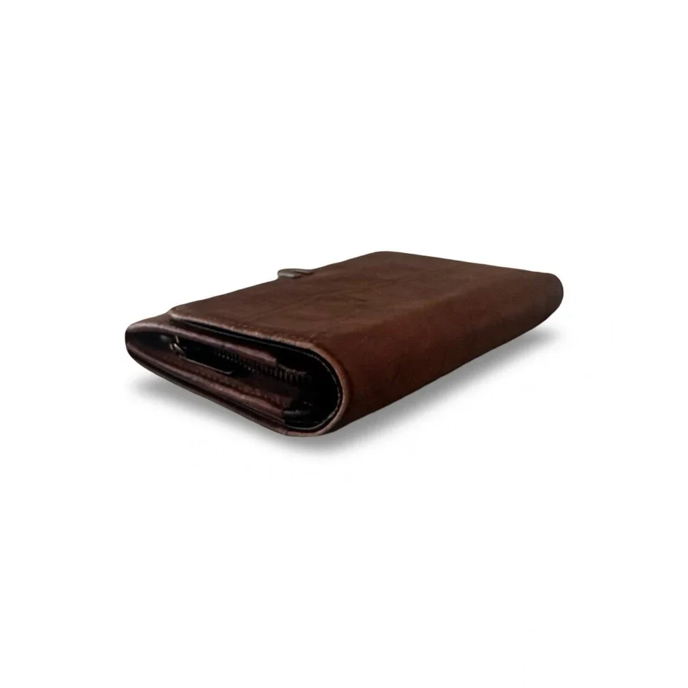 U by Ungaro Crocodile Embossed Leather Wallet - Brown/Burgundy
